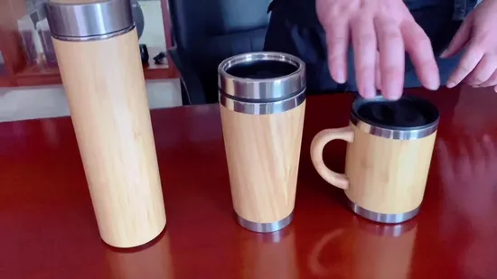 누출 방지 16온스 이중 벽 세관 여행용 머그, 대나무 여행용 머그(SH